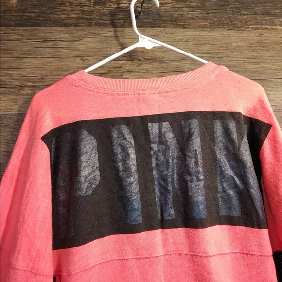 PINK Victoria's Secret Pink Long Sleeve Sweatshirt with Black Mesh - Picture 3 of 5